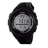 Souarts Damen Armbanduhr Digital Display Sport Uhr LED Kalender Stoppuhr Wasserdichte Armbanduhr Schwarz 25.3cm
