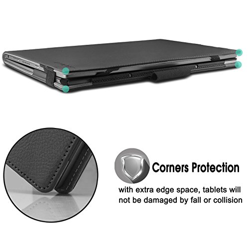 Lenovo Yoga Book Hülle Case, Infiland Slim Fit Folio PU-lederne dünne Kunstleder Schutzhülle Cover Tasche für Lenovo Yoga Book 25,65cm (10,1 Zoll Full HD) 2-in-1 Tablet PC(mit Auto Schlaf / Wach Funktion, Tablet und Tastatur sind nicht entgehaltet)(Schwarz) - 6