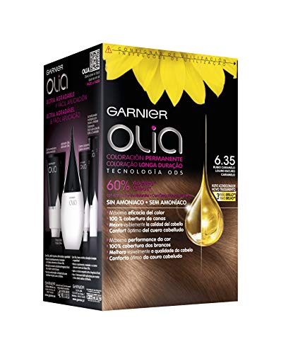 Garnier Olia coloración permanente sin amoniaco para un olor agradable con aceites florales de origen natural - Rubio Caramelo 6.35