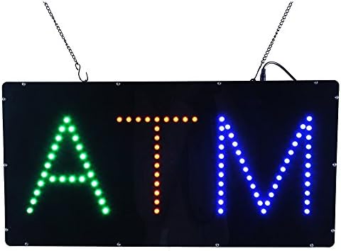 LED ATM Open Light Sign Super Bright High Quality Electric Advertising Message Board for Business Shop Store Window 24 x 12 inches