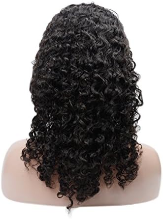 HmtAfro Human Hair Full Lace Curly Wig with Baby Hair 160% Density 9A Grade (Natural Color) (16'', kinky curly)