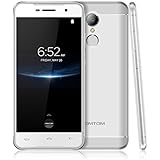 HOMTOM HT37 PRO Android 7.0 4G LTE Smartphone (3GB RAM + 32GB ROM, 13MP + 13MP Dual Kamera, Dual Sim, 3000mAh Akku, 5.0 Zoll HD Screen), Fingerabdruck - Silber