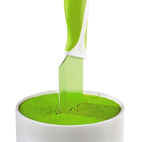 Xavax Messerblock Set mit vier Küchenmessern, gehärteter Stahl, gummierter Griff, grün/weiß - 4