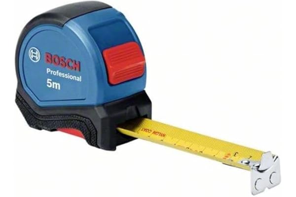 Bosch Professional mètre ruban 5 m (utilisable d’une seule main, pince de ceinture, crochet aimanté, 2 boutons d’arrêt, ruban 27 mm en acier revêtu de nylon, avec blister) - Set Amazon Exclusive