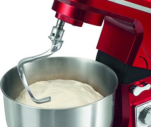 Bomann KM 1393 CB leistungsstarke Knetmaschine, 1000 W, 8 Geschwindigkeitsstufen, 5 L Edelstahlschüssel, schwenkbarer Multifunktionsarm, rot - 4