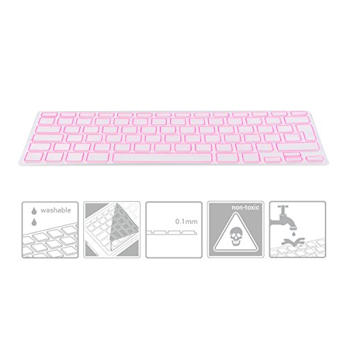 kwmobile Tastaturschutz Apple MacBook Air 13“/ Pro Retina 13“/ 15“ – QWERTZ Silikon Laptop Tastaturfolie – Notebook Tastaturschutzfolie Rahmen Design Pink Transparent - 3