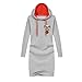 ELFIN Lady Women's Long Sleeve Letter Emboried Dress With Hood(Gray/XXXX-Large)