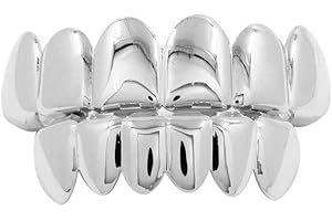 Danlai Griglie D'oro E Bottom Set Hip Hop Rapper Placcato Argento Placcato Hip Hop Teeti Lucido Cosplay Party Plating Body Jewelry Per Uomo (appartamento)