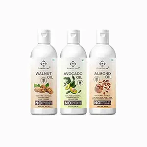PuriFlame 100% Pure Walnut Oil 50ML & Avocado Oil 50ML & Almond Oil 50ML Combo For Rapid Hair Growth, Anti Hair Fall, Split Ends & Promotes Softer & Shinier Hair (Pack Of 3)