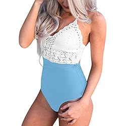TOPKEAL Traje de Baño de Una Pieza para Mujer Monokini Push Up de Punto de Costura Braguita Bikini de Baño de Boho