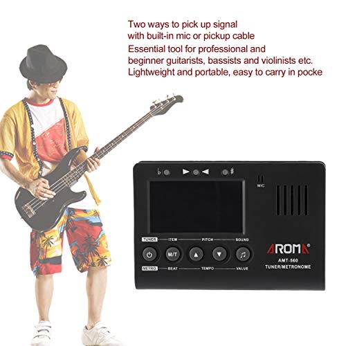Lorenlli Fit Aroma AMT-560 3 in 1 Electric Tuner Metronome Tone Generator with Pickup Function for Guitar Chromatic Bass Violin Ukulele