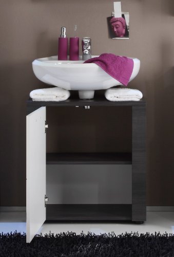 trendteam XP30110 Bad Waschbeckenunterschrank Korpus Esche grau Nachbildung und Front in weiß Nachbildung, BxHxT 60x62x35 cm - 4