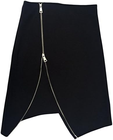 ONTINVA Women Sexy Mini Skirts Black Split Skirt With Zipper Black S