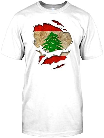 Mens t-shirt DTG Print - Lebanon Lebanese Superhero Under Shirt Flag - World - White - Mens 42-44" L