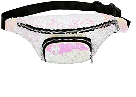 Sequins Fashion Purse Lady's Chest Bag Multi-purpose Shoulder Diagonal Handbag,White