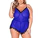 Produktbild Ansenesna Reizwäsche Damen Erotik Grosse Grössen Spitze Chiffon Straps Pyjamas Frauen Leidenschaft Versuchung Nachtwäsche (XXXL, Blau)