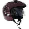 TVS Lightweight Half Face Helmet for Men and Women with Clear Visor, ISI Certified Helmet, Safety with Comfort, Smooth Finish, Bike Accessories |Scooty (Color:Purple, Size:L)