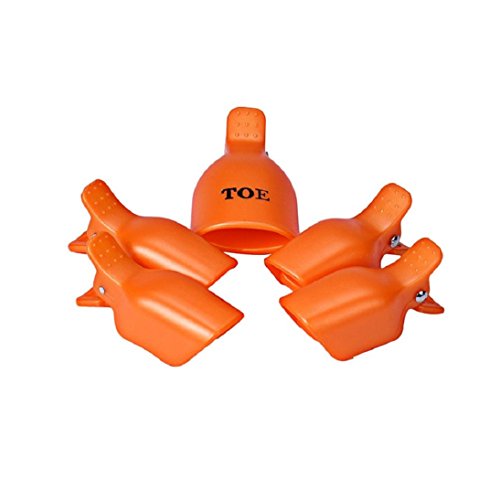 DDLBiz® 5Pcs Toenail Soak Off Clip Caps Gel Nail Art Tips Reusable Clamp Remover (Orange)