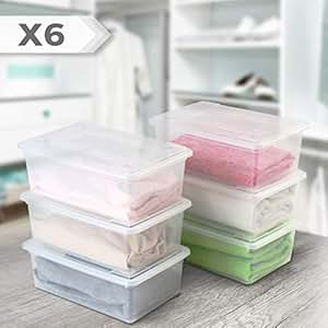 Aufbewahrungsbox in 6er Set | aus Kunststoff, transparent, mit Deckel