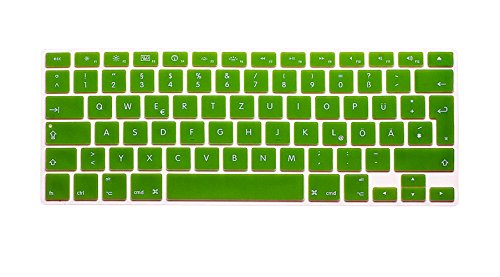 Se7enline Silikon QWERTZ Tastaturschutz (EU Deutsche Tastatur Gestaltung/Layout) für Apple MacBook Air/ Pro/ Pro Retina 13″/15″/17″ Zoll in Grün-Green - 2