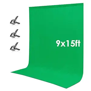 Neewer 9 x 15 feet/3 x 5 Meters Green Chromakey Muslin Backdrop Background Screen with 3 Clamps for Photo Video Studio Photography