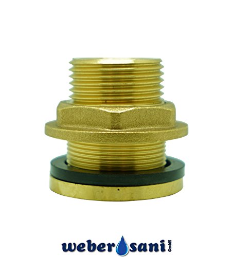 WeberSani Regentonnenverschraubung Faßverschraubung Messing mit 1″ Aufnahme für Zapfhahn - 2