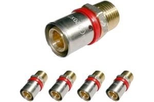 Suinga Pack 5 Entroque macho 16 x 1/2" para Tubo multicapa 16 mm, para uso con máquina prensadora, gris