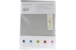 Pirulos Sábana Bajera Ajustable para Cuna, Algodón, Gris, 60 x 120 cm