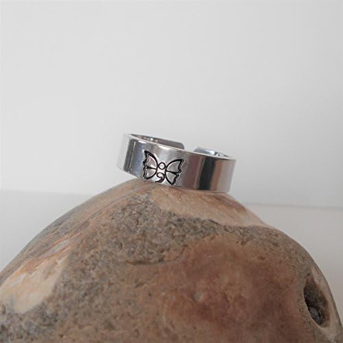 Butterfly Semi Colon Hidden Message Aluminium 6mm Cuff Ring