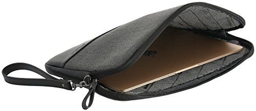 StilGut Notebook-Sleeve Charlie, Universal Notebook-Schutzhülle aus Stoff für Notebooks bis 12″. Gepolsterte Schutz-Tasche mit praktischen Innenfächern und Reißverschluss, Dunkelgrau - 5