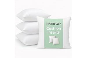 NIGHTSLEEP 4 X Cushions Inner Pads Cushion Stuffer Inserts, Hollowfibre Pillows Hypoallergic Cushions (MADE IN UK) (18X18(45X45 CM))