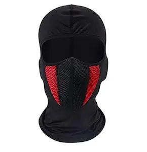 New Vastra Lok Men's and Women's Full Dust Proof Breathable Cotton Fabric and Spandex Ski Cover Bala-cava Windproof Bike Face Mask for Bikers (Red)