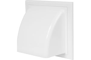 Awenta 6'' Inch / 150 mm Exhaust Hood Vent - White ABS Plastic - Non Return Valne/Backdraft Damper - Dryer Opening, Exhaust Opening, External Ventilation Cover - Outdoor Air Vent Cap - Duct Cover