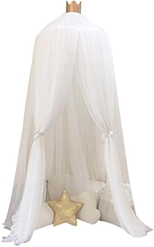 Creti Elegant Ruffle Lace Bed Canopy Mosquito Netting Dome Princess Room Tent Baby Kids Bed Curtain Pink White Khaki Gray