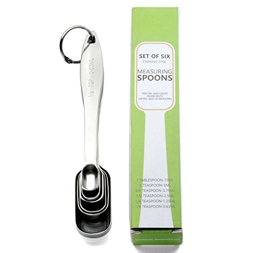 Mogoko 6-teilig Edelstahl-Messlöffel Set Messbechern Messlöffel aus ROSTFREI Edelstahlfür Kochen, Zutaten, Backen, Proteinpulver, Soßetoller Praktischer Küchenhelfer (Schmale) - 4