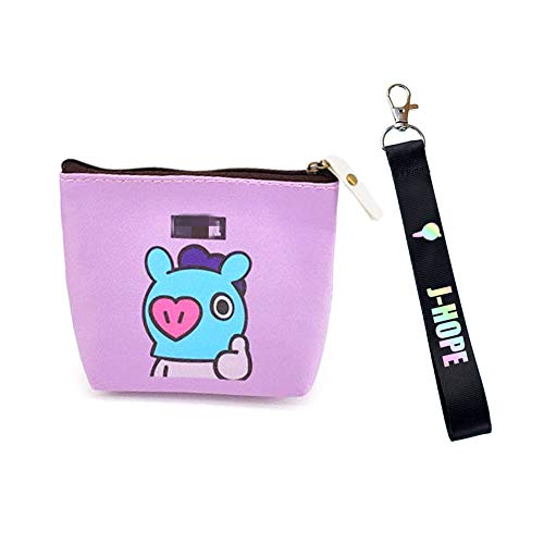 GOTH Perhk KPOP BTS BLACKPINK Brieftasche Geldbörse Tasche Wechseln Reißverschlusstasche Beutel Schlüsselbund Brieftasche mit einem Armband-Schlüsselanhänger(J-HOPE(Black))