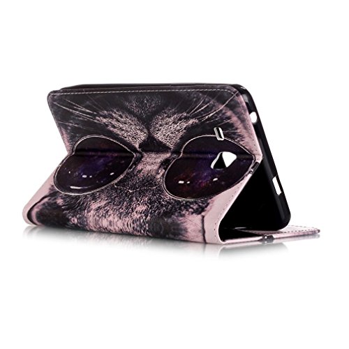 SZHTSWU Kunstleder Tasche für Samsung Galaxy Tab A 7.0 (2016) Tablette, Farbmalerei Serie PU Leder Tablette Tasche Hülle Schutzhülle Flip Wallet Case Ledertaschemit Kartenfächern und Ständerfunktion für Samsung Galaxy Tab A 7.0 SM-T280/SM-T285 (7 Zoll) Wi-Fi (2016)Tablet-PC (Brille Katze 09) - 5