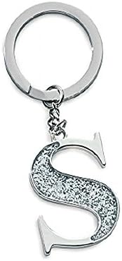 Silver Options Silver Plated Letter S Glitter Keyring A20243