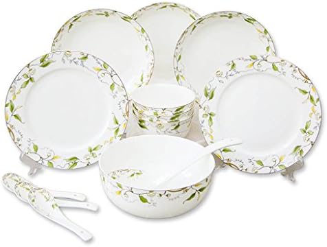 18 pieces, Tangshan bone porcelain tableware set, Chinese bowl 4 people home simple ceramic tableware set bowl dish