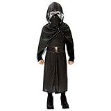 Lieferumfang: schwarze Robe mit Kapuze und einem angenähten Umhang. Dazu gibt es einen Gürtel und eine Kylo Ren Halbmaske aus EVA.
