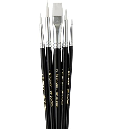 Pro Arte Scholar Pinselset – 5 Pinsel Für Aquarell, Acryl, Öl & Feinarbeiten Auf Glas/Keramik
