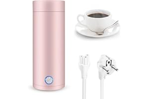 Fivtsme Hervidor Agua Electrico, Hervidor de Agua Portatil Electrico, Mini Termo 3 en 1, con Apagado Automático, Taza de Calefacción Portátil para Viajar, para Hacer Leche, Café y Té (Rosado)