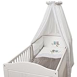 Be Be's Collection 252-74 Sommer Bett-Set 3tlg. Motiv Eule taupe