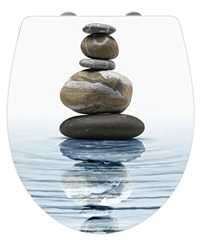 Wenko 21747100 WC-Sitz Hochglanz Acryl Meditation - Absenkautomatik, Fix-Clip Hygiene Befestigung, Kunststoff, mehrfarbig