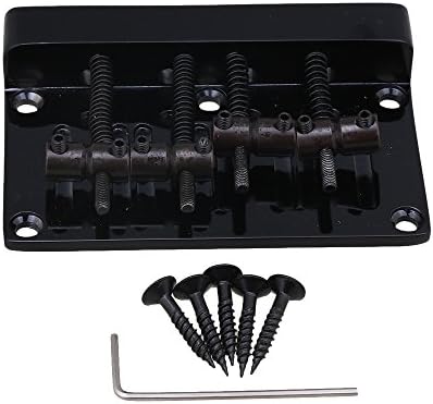 Yibuy 4 String Bass Guitar Bridge Black Zinc Alloy Guitar Tailpiece 85 x 56 x 15mm