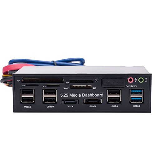 Ckeyin 5,25 "PC Dashboard Front Panel USB HUB SD/MMC/CF/TF/M2 Kartenlesegerät, SATA / ESATA, i/o Ports, Audio Anschluss