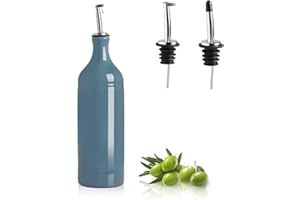 Sweejar Home flacon distributeur d'huile d'olive en céramique opaque protège l'huile pour réduire l'oxydation, convient pour le stockage d'huile, vinaigre, et autres liquides, 680 ml (Bleu brouillard)