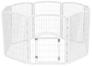 IRIS 34'' Exercise 8-Panel Pet Playpen with Door, White