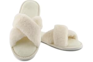 LARGERED Damskie kapcie zimowe, ciepłe pantofle, pianka z pamięcią kształtu, pluszowe kapcie z taśmą krzyżową, wygodne, antypoślizgowe, płaskie pantofle, do użytku wewnątrz i na zewnątrz, EU36-41