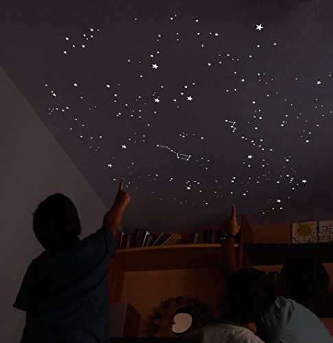 Kit of 270 fluorescent STARS, + TEMPLATE of more than 2 m². EXACT REPRODUCTION OF THE NIGHT SKY + MAP with indications. For one ceiling or wall, .............................. Original and educational gift for babies, children, and lovers of astronomy. Remove the fear of the children to the darkness.